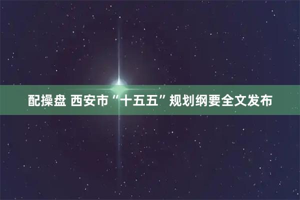 配操盘 西安市“十五五”规划纲要全文发布