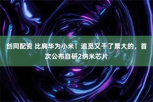 创同配资 比肩华为小米！追觅又干了票大的，首次公布自研2纳米芯片
