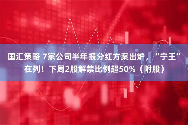 国汇策略 7家公司半年报分红方案出炉，“宁王”在列！下周2股解禁比例超50%（附股）